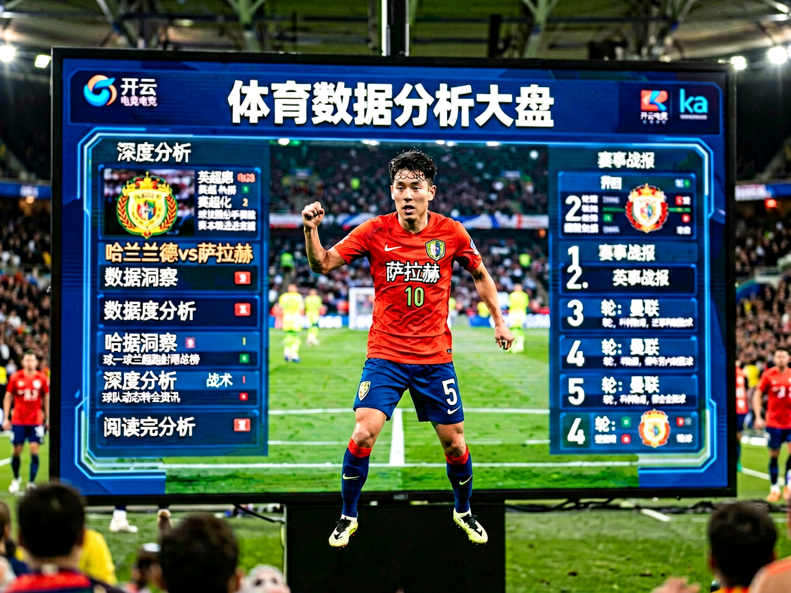 体育数据分析大屏，显示比赛各项统计数据和战术图表